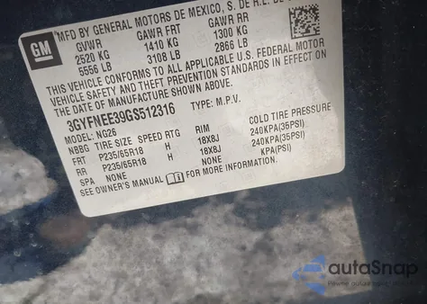 2016 Cadillac Srx Luxury Collection from USA, damaged, VIN 3GYFNEE39GS512316